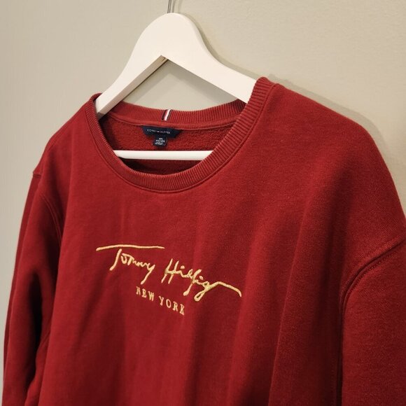 Tommy Hilfiger Vintage Signature Sweatshirt Retro Red - Size XXL - Picture 3 of 8